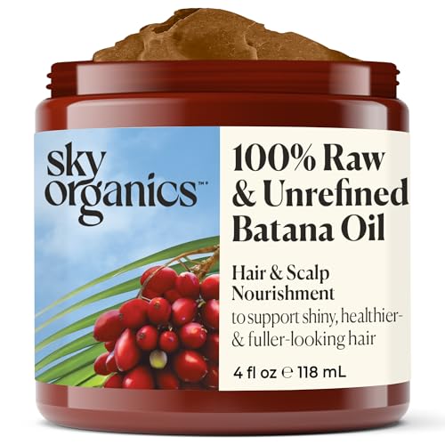 Sky Organics - Batana Oil, 4 fl oz - 100% Raw & Unrefined - Hair & Scalp Nourishment - Fatty Acids, Antioxidants, & Vitamins - Sourced from Honduras - Vegan & Cruelty Free - Hair Care & Self Care