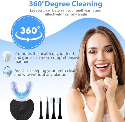 KUOLAO U-Shaped Toothbrush for Adults - 360° Teeth Whitening & Mouth Cleansing, Hands-Free Gums Protection - Fast Charging & LED Light - Waterproof IPX7