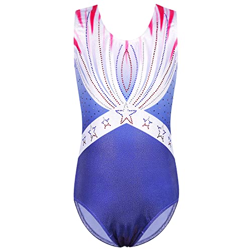 BAOHULU Gymnastics Leotards for Toddler Girls Shiny Dance Outfit Athletic Apparel B302_RedBlueStars_6A