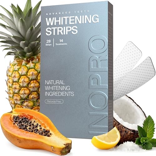 Natural Teeth Whitening Strips Kit 14 Treatments - Sensitive Teeth Whitener, Peroxide Free, Enamel Safe White Strips - Instant Teeth Whitening Without The Harm (28 Strips)