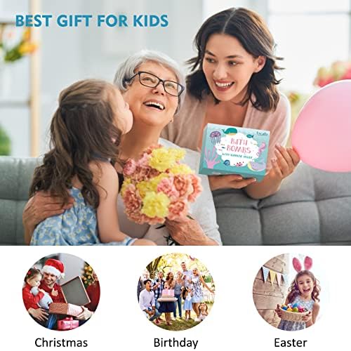 Bath Bombs for Kids with Toys Inside for Girls Boys - 12 Handmade Bubble Bath Fizzies Bomb with Surprise Sea Animals Toys, Moisturize Gentle and Kids Safe