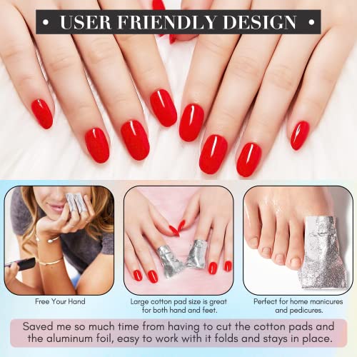 Makartt Nail Polish Nail Gel Remover - Soak Off Gel Nail Polish Remover Foil Wraps 200pcs with Larger Cotton Pad 1 pcs Cuticle Pusher Valentine's Day Gift, R-01