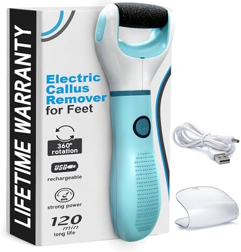 Rechargeable Electric Foot Callus Remover Tool – High-Speed 2800 RPM Electric Foot Sander Callus Remover with Replaceable Roller – Compact & Easy Maintenance, Up to 2-Hour Runtime for Smooth Feet