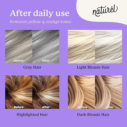 Naturel Toning Purple Shampoo and Conditioner Bar Set with Biotin for Blonde or Grey Hair, Shampoo Bar and Conditioner Bar for Blonde or Grey Hair, Vegan and Cruelty Free, Zero Waste, Made in USA