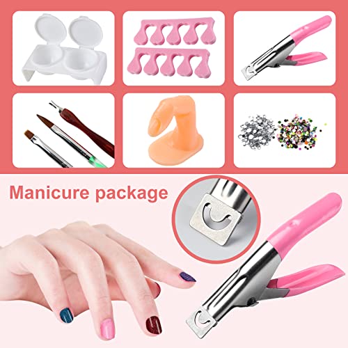 Nail Kit Set Professional Acrylic with Everything, 12 Glitter Acrylic Powder, Tips, Decoration, DIY Nail Art Tools & Supplies for Beginners