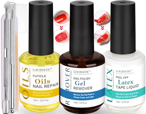 Gel Nail Polish Remover - Quick Gel Polish Remover for Nails in 3-5 Minutes, Gel Nail Remover Kit with Nail Cuticle Oil and Latex Tape, Easy Gel Remover removedor de esmalte gel