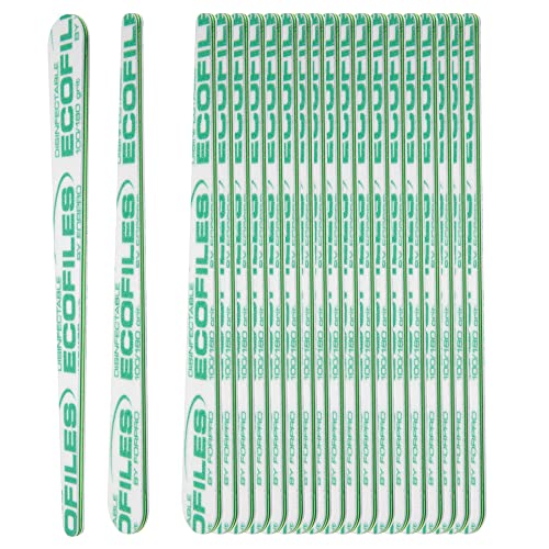 ForPro Professional Collection Tapered ECOFILES, Eco-Friendly Manicure and Pedicure Foam Board Nail File, 100/180 Grit, Green, 20-Count