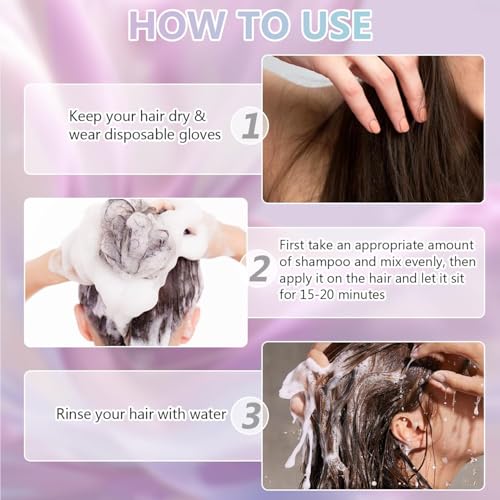 Polar Hair Dye Shampoo, Hair Care Instant Dye Shampoo, Polar Hair Care, Natural Hairs Color Shampoos for Gray Hair Coverage, Suitable for Women & Men (Black)