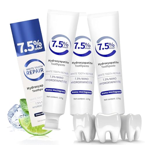 7.5% Hydroxyapatite Toothpaste， Hydroxyapatite Toothpastes for Enamel Protection and Tooth Strengthening, Repair and Protect Toothpaste 4.23oz (White*3PCS)