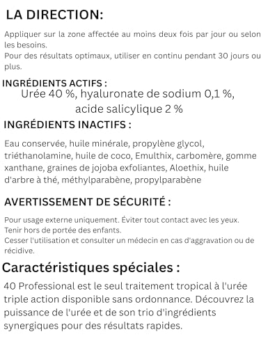 BARE 40 PRO, 40% Urea Gel w/ 2% Salicylic Acid and Hyaluronic Acid, Tea Tree Oil, Aloe Vera Extract, Jojoba Beads, 4oz Jar, Works on Corns, Calluses, Cracked Heels, Superior Hydration to Urea Creams
