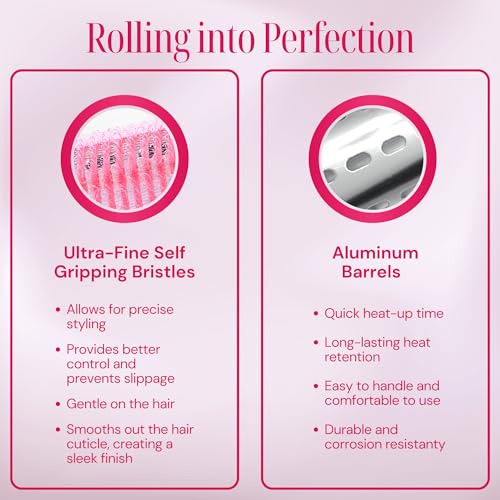 Thermal Rollers for Hair - 37pc Set - 18 Self-Grip Hair Rollers with 18 Clips and Styling Comb - Aluminum Thermal Hair Rollers for Volume and All-Day Curls - For Short, Medium, and Long Hair (Large)
