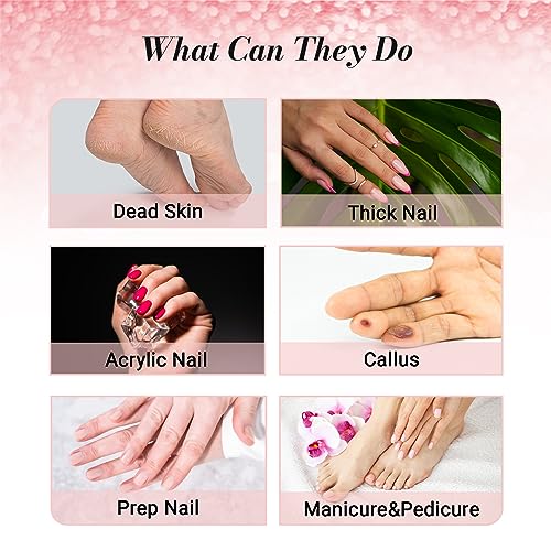 MelodySusie 50 Pcs Nail Drill Bits Super Long Sanding Bands with 6.65mm Crystal Mandrel Bit, 180 Fine Grit Nail File for Acrylic Nails Gel Manicures and Pedicure, Pink