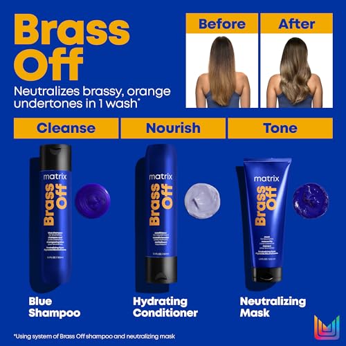 Matrix Brass Off Color Depositing Blue Hair Mask - Neutralizes and Tones Brassy or Orange Hair, For Color-Treated, Lightened Brunettes or Dark Blondes