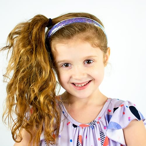 FROG SAC 4 Glitter Headbands for Girls - Sparkly Kids Headband with Comb Teeth, Thin Little Girl Sparkle Head Bands, Confetti Toddler Hairband Hair Accessories, Easter Basket Fillers Stocking Stuffers