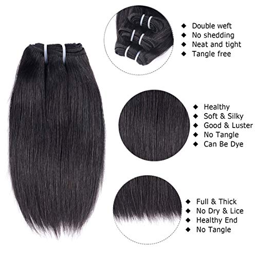 Liang Dian 10 Inch Short Human Hair Bundles Natural Color 4 Bundles 12A Brazilian Virgin Hair 100% Unprocessed Straight Human Hair(10"10"10"10")