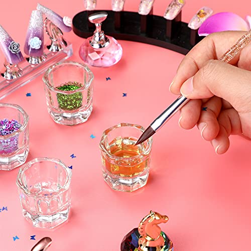 Cunhill 12 Pieces Dappen Dishes for Acrylic Nails Monomer Liquid Powder Glass Cups Clear Crystal Bowls Holders for Nail Extension Supplies