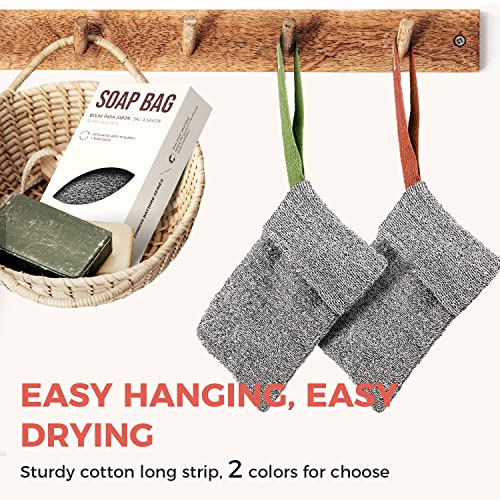 ZOMCHI 2 Pieces Different Roughness Soap Pouch and Soap Saver Pocket for Use in Shower, Body Scrubber Shower Sponge, Premium Exfoliating Soap Bag