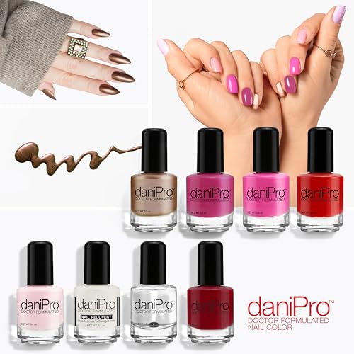 daniPro Doctor Formulated Nail Polish Babe It's You-Pearlescent Mocha Fingernail Polish & Toenail Polish, 0.5 oz with Undecylenic Acid, Biotin & Vitamins - Vegan Formula for Healthy Nails - USA-Made