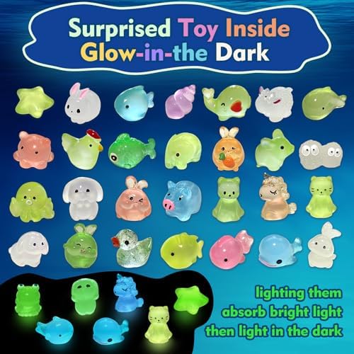 Bath Bombs for Kids with Surprise Inside, 30 Pack Kids Bath Bombs with Toys Glow in The Dark, Child-Safe Colorful Bubble Fizz Bath Ball Gift Set for Easter Egg, Birthday,Christmas