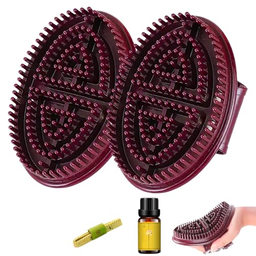 Meridian Brush Massage Body,Beauty Salon Professional Custom Meridian Brush,Portable Body Handheld Massage,Full Body Relaxation Comb Brown(2PCS)