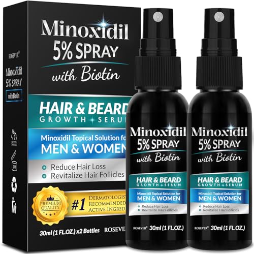 5% Minoxidil for Men Hair, Minoxidil for Women Hair Growth, Minoxidil 5 Percent Hair Regrowth for Men, Minoxidil Spray for Hair and Beard Growth 2PCS