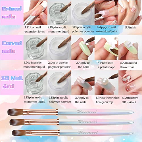 Acrylic Nail Brush Size 12, 100% Pure Kolinsky Nail Art Brush, Sturdy Handle Acrylic Powder Design Tools for Professional Manicure DIY Home Salon (12#)