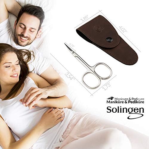 Solingen Curved Cuticle Scissors – Precision German Steel for Manicure & Pedicure, Eyebrow & Eyelash Grooming, Extra Sharp with Premium Storage Case