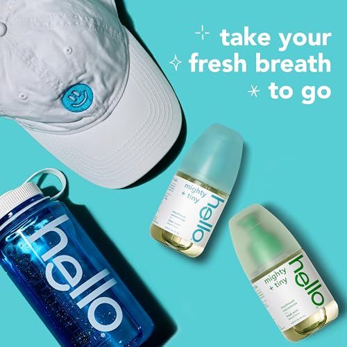 Hello Clean Mint Mouthwash Concentrate for Bad Breath, Alcohol Free Travel Size Mouthwash Made with Coconut Oil and Tea Tree Oil, Helps Freshen Breath, 2 Pack, 3.25 fl Oz Pump Bottles