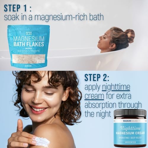 Magnesium Flakes for Bath, 10 lbs + Nighttime Magnesium Cream That Comes Inside The Bag