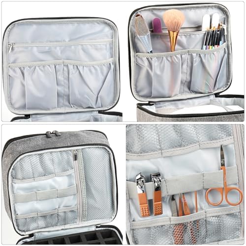 Nail Polish Carrying Case, Portable Nail Polish Organizer Holds 30 Bottles, Nail Polish Holder Case With Removable Sections, Nail Lamp Storage Bag, Storage Organizer for Manicure Set