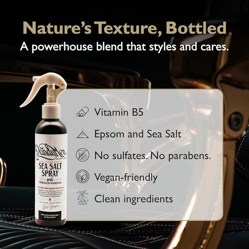 Sea Salt Spray – Lightweight Texture, Volume, and Flexible Hold with Epsom Salt & Pro-Vitamin B5 (8.45 oz, Tobacco Vanilla)