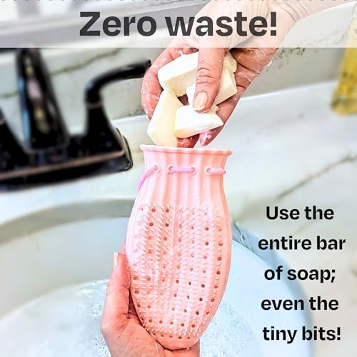 Soap Saver Bag, Gentle Exfoliating Loofah Pouch, Soap Sleeves for Bars, Exfoliating Bag, Bar Soap Pouch, Mesh Soap Bags for Soap Bars, Soap Bar Bag, Silicone Body Scrubber, 2-Pack Loofah