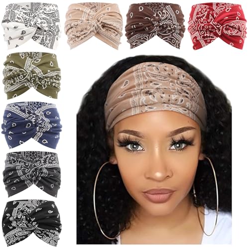 Extra Wide Headbands for Women Large Turban Headband Non Slip Boho Elastic Hairband Hair Twisted Knot Head Bands Accessories