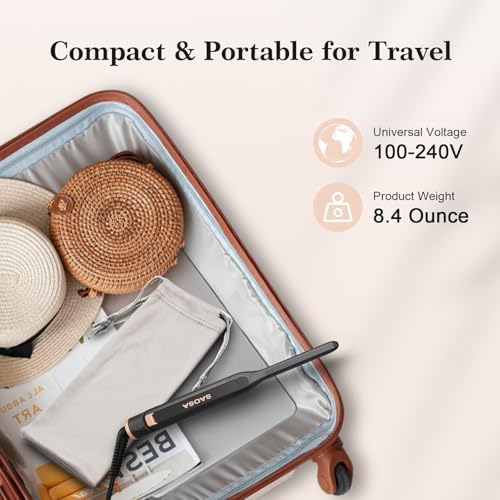 Pencil Flat Iron, 3/10" Small Flat Irons for Short Hair, Pixie Cut and Bangs, Mini Hair Straightener for Edges, Tiny Hair Straightener Dual Voltage with Adjustable Temperature, Auto Shut Off