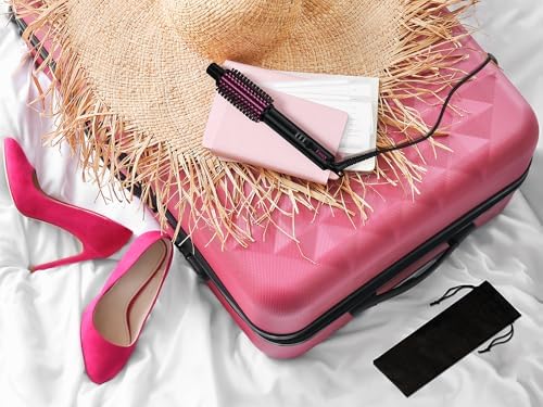 Mini Thermal Brush 3 Temperature Adjustable, Travel Curling Iron for Short Hair 1 Inch, Heated Round Brush for Soft Curls, Lightweight Curling Wand Perfect for Bouncy Hair, Dual Voltage