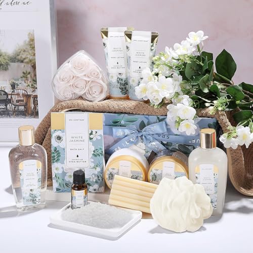 Gift Basket for Women, Spa Luxetique Spa Bath Kit, 12pcs Relaxing Spa Gift Basket with Shower Gel, Bath Salt, Essential Oil, Body Lotion,Christmas Gifts for Mom