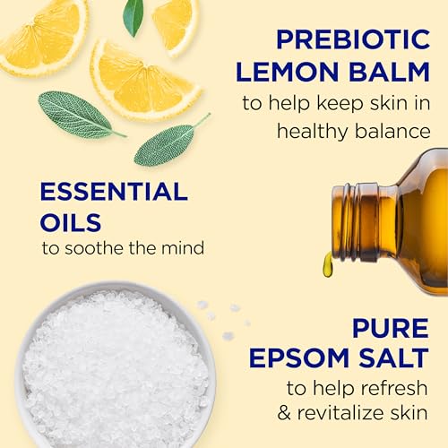 Dr Teal's Foaming Bath with Pure Epsom Salt, Prebiotic Lemon Balm & Essential Oils, 34 fl oz (Pack of 4)