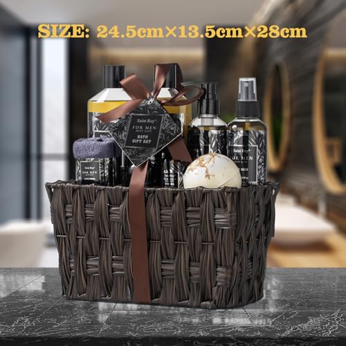 Fathers Day Gift Baskets, Birthday Gifts for Men Basket, Spa Gift Set for Him Beard Shaving Kit Men's Beard Kit Brush Men Face Care Perfume Spa Kit for Man with Beard Brush Rack,Gifts for Dad son