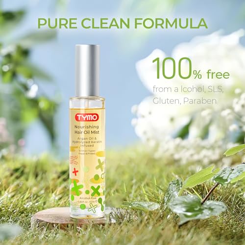 TYMO Argan Hair Oil Spray - Hydrating Veganic Natural 6 Blend Oil for Frizzy & Dry Hair, Organic Pure Formula, Daily Use for Hair, Smooth Damaged Ends, Olive Oil Infused, Add Shine