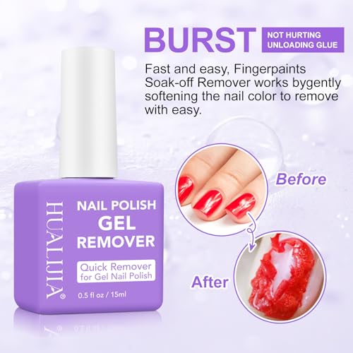 Gel Nail Polish Remover, (2pcs) Gel Polish Remover for Nails, No Need for Foil, Quick & Easy Polish Remover In 3-5 Minutes, No Need Soaking Or Wrapping-0.5 floz