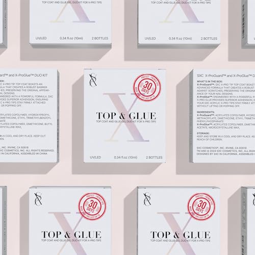 SXC Cosmetics X-Pro Tips Top Coat & Glue Gel Duo Set - Achieve Perfect French Acrylic Nails with Ease