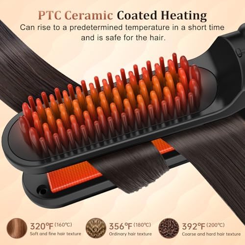 Cordless Hair Straightener Brush 3 in 1,Cordless Rechargeable Hair Straightener Comb Clip 5000mAh,Portable Travel Straightener,Mini Hot Straightening Comb for Women,Ceramic Coating,Black