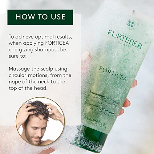Rene Furterer Forticea Strengthening Revitalizing Shampoo - Energize Scalp with Rosemary Essential Oil, and Niacinamide - Sulfate, Paraben, Silicone-Free - Gentle Formula for Daily Use