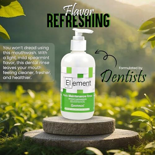 Stannous Fluoride Mouthwash - 10 Fl. Oz. 0.63% Antimicrobial Perio Rinse - Alcohol Free, Dye Free, Paraben Free - Refreshing Spearmint Flavor