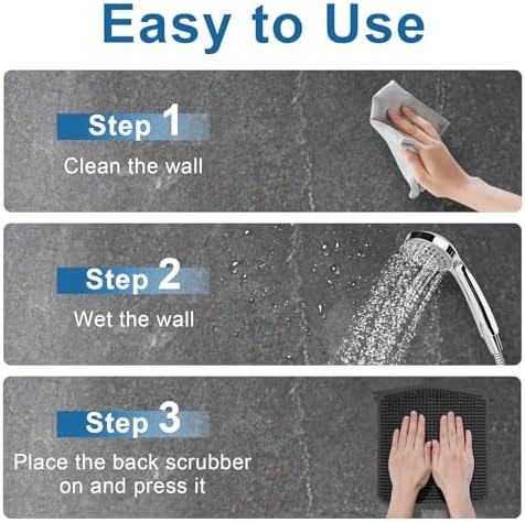 Back Scrubber for Shower Wall, Hands-Free Shower Foot & Back Scrubber with Large Suction Cups Massage Pad, L (Black)