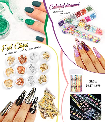 Major Dijit Acrylic Nail Kit with Nail Lamp, 0.35 oz White Clear Pink Black and More 12 Colors Acrylic Powder and Liquid Kit, Electric Nail Drill, Glitter, Nail Art Brushes,Nail Kit for Beginners