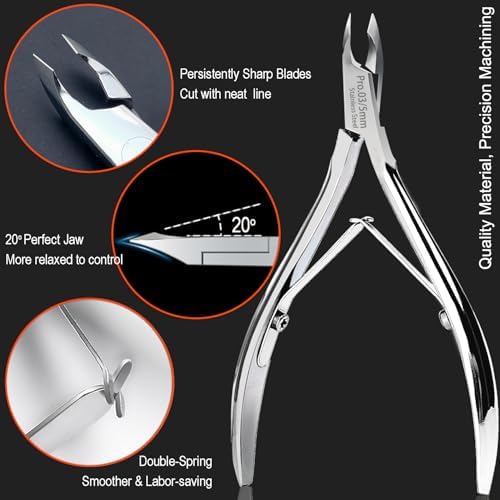 LePinko Salon-Quality Cuticle Trimmer with Cuticle Pusher, Super Labor-saving Cuticle Cutter, Sharp Cuticle Clippers for Manicurist, Professional Pedicure Manicure Nail Care Tool, 5mm Jaw