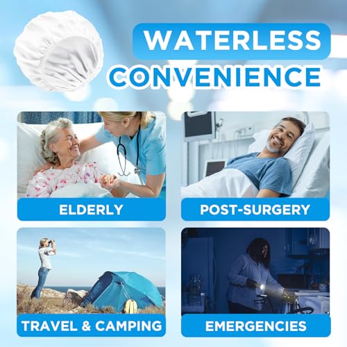 OK TAPE No Water Shampoo Caps (6 Pack) 3 Scents, Rinse Free Shower Cap for Elderly, After Surgery, Camping, Shampoo and Conditioner Hair Wash Cap (Lavender, Verbena and Cucumber Scents)