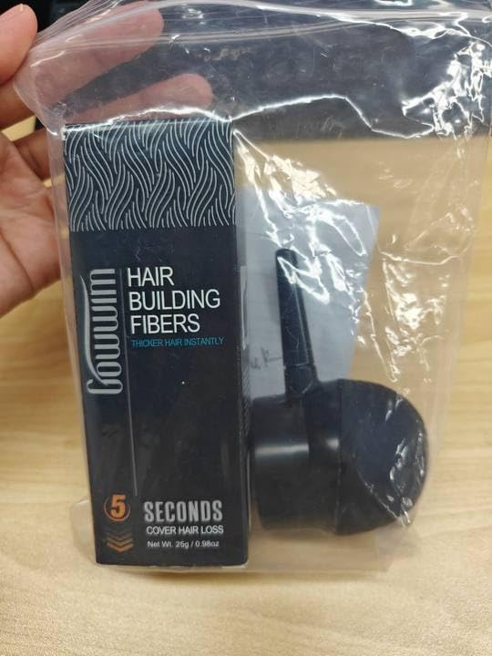 gowwim Hair Thickening Fibers 2-in-1 Kit Keratin Building Fibers, Spray Applicator & Hold Spray - Instantly Volumize Sparse Areas (Black)