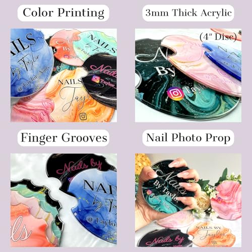 Custom Nail Photo Props Personalized Acrylic Nailfie Disk with Social Media Salon Nail Art Display Plate Gift for Nail Artist